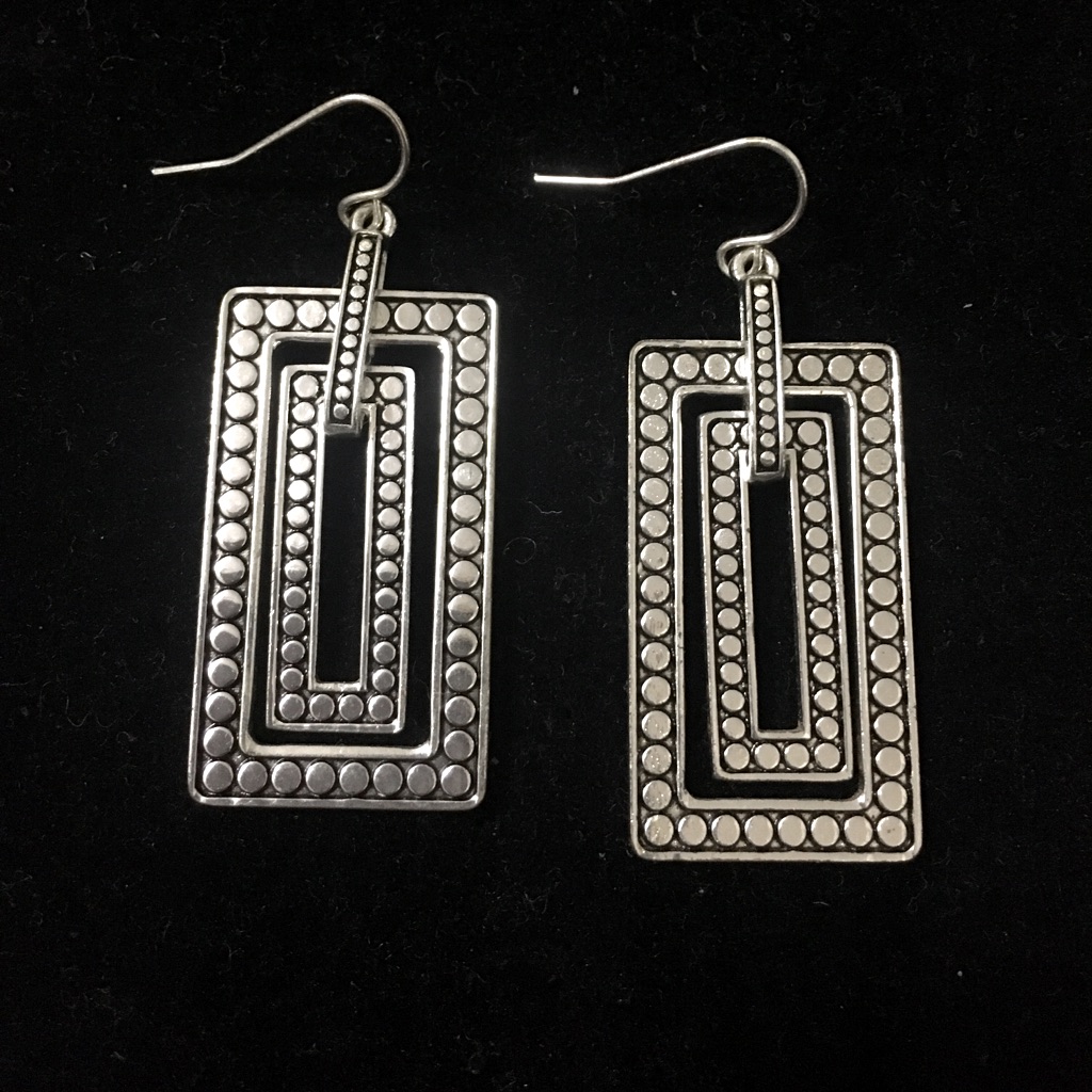 Dangling Open Double Rectangle Hook Earrings